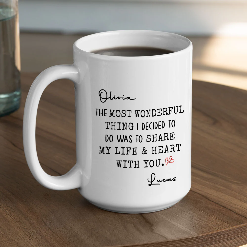 My Life And My Heart - Personalized Custom Coffee Mug - Image 5
