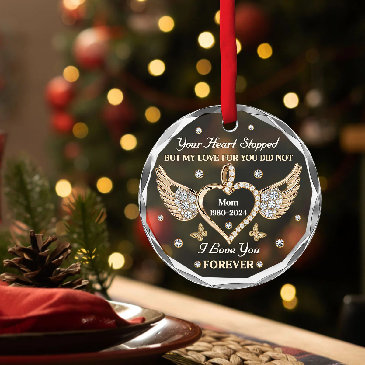 My Love For You Never Stops - Personalized Custom Glass Ornament - Image 5