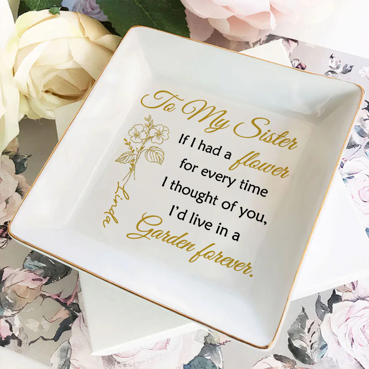 My Love Grows Like Flowers - Personalized Custom Jewelry Dish - Image 3