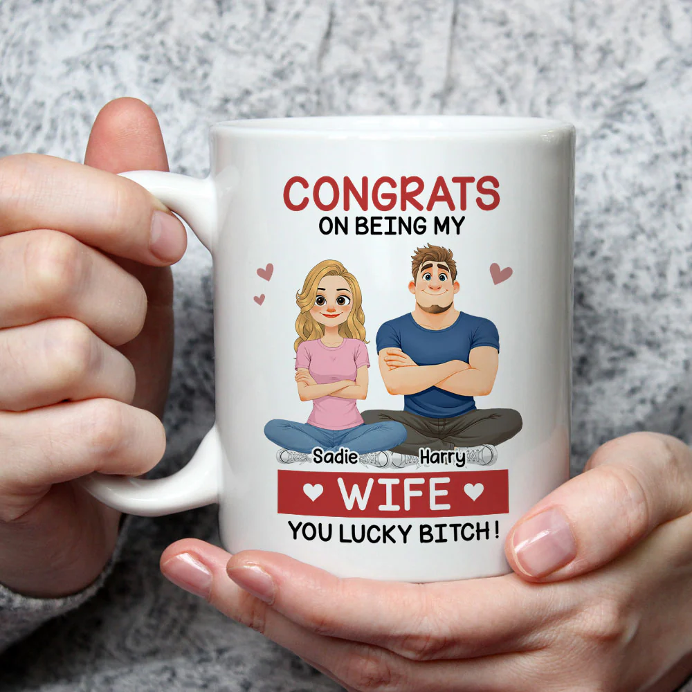 My Lucky Wife - Personalized Custom Coffee Mug - Image 3