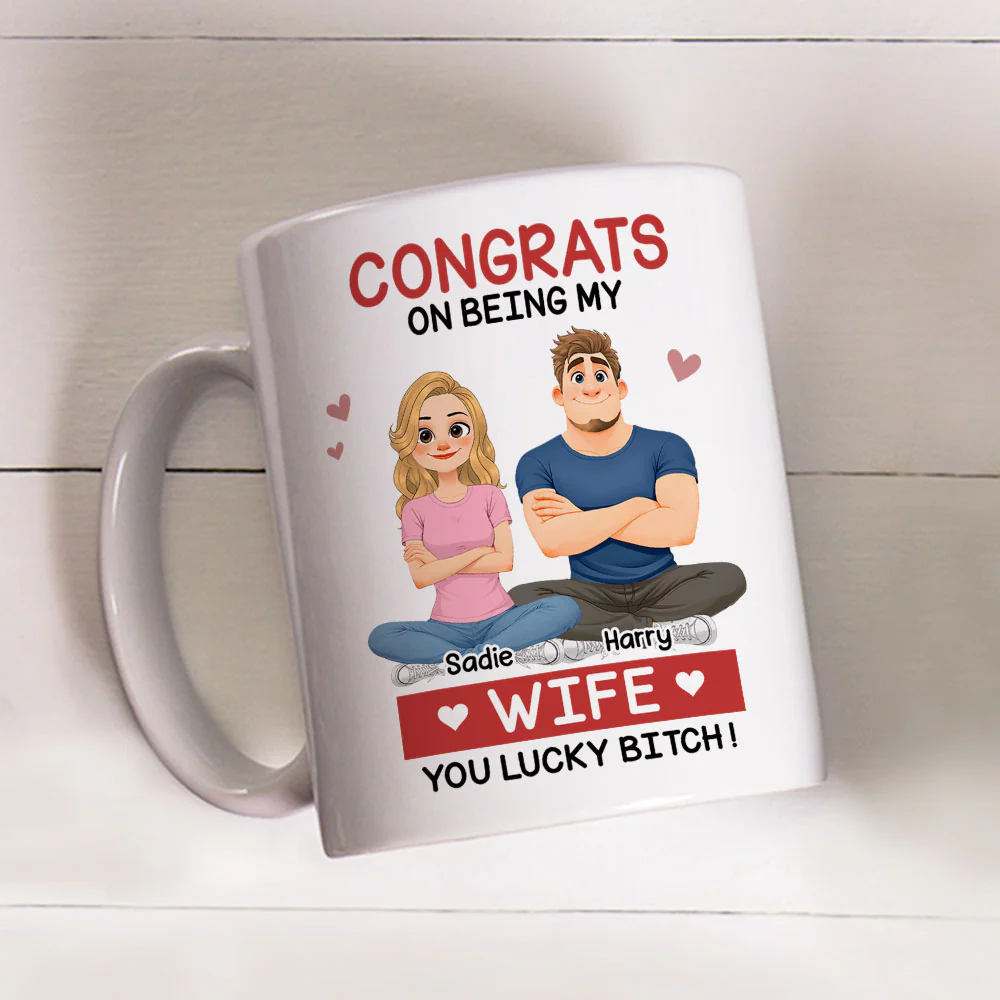 My Lucky Wife - Personalized Custom Coffee Mug - Image 4