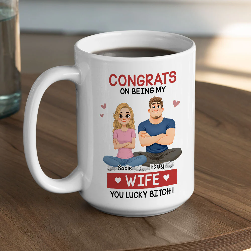 My Lucky Wife - Personalized Custom Coffee Mug - Image 5