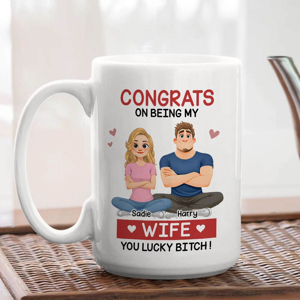 My Lucky Wife - Personalized Custom Coffee Mug - Image 6