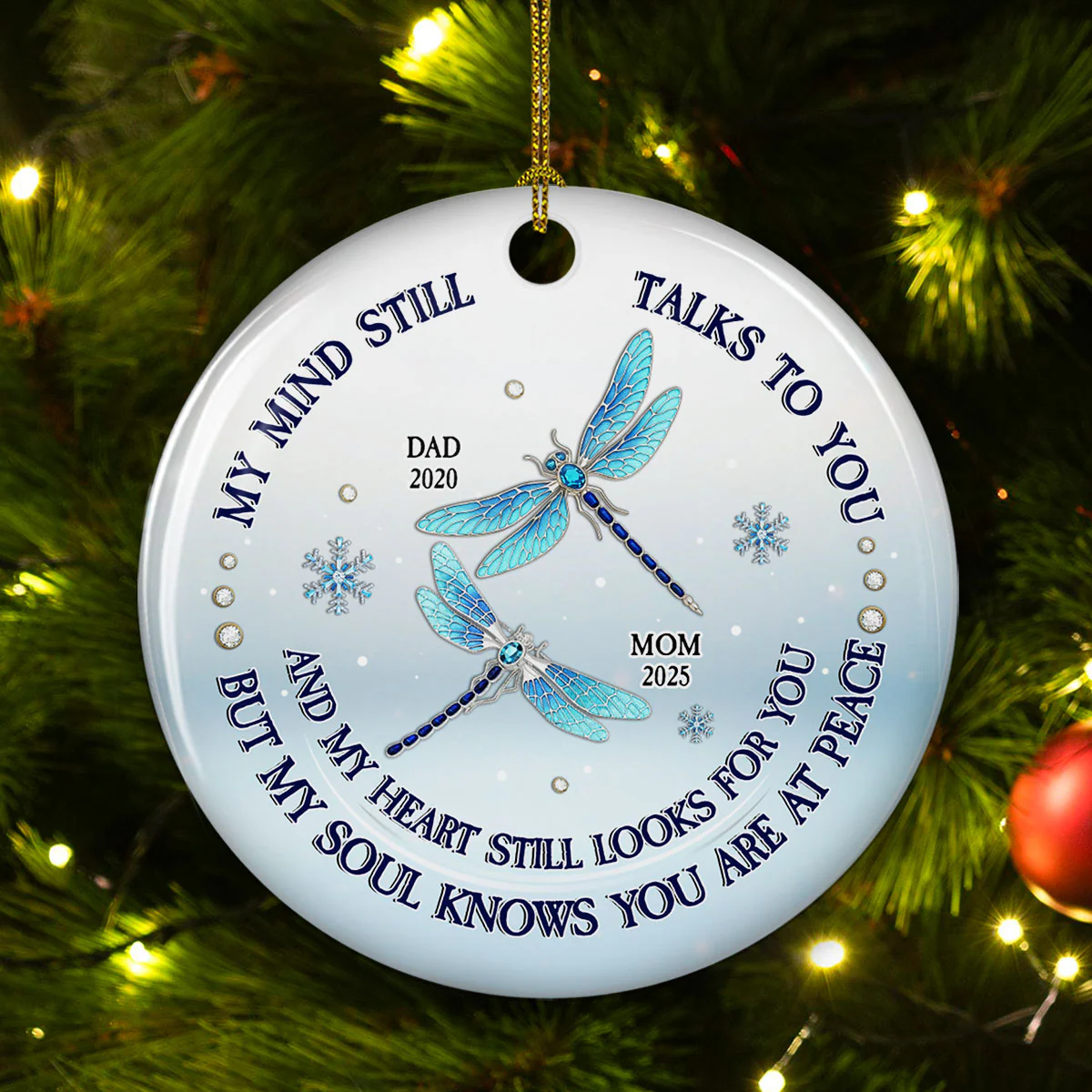 My Mind My Heart My Soul Blue Crystal - Personalized Custom Ceramic Ornament - Image 5