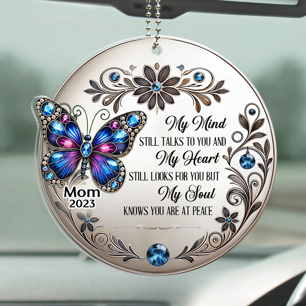 My Mind My Heart My Soul Butterfly - Personalized Custom Car Ornament - Image 4