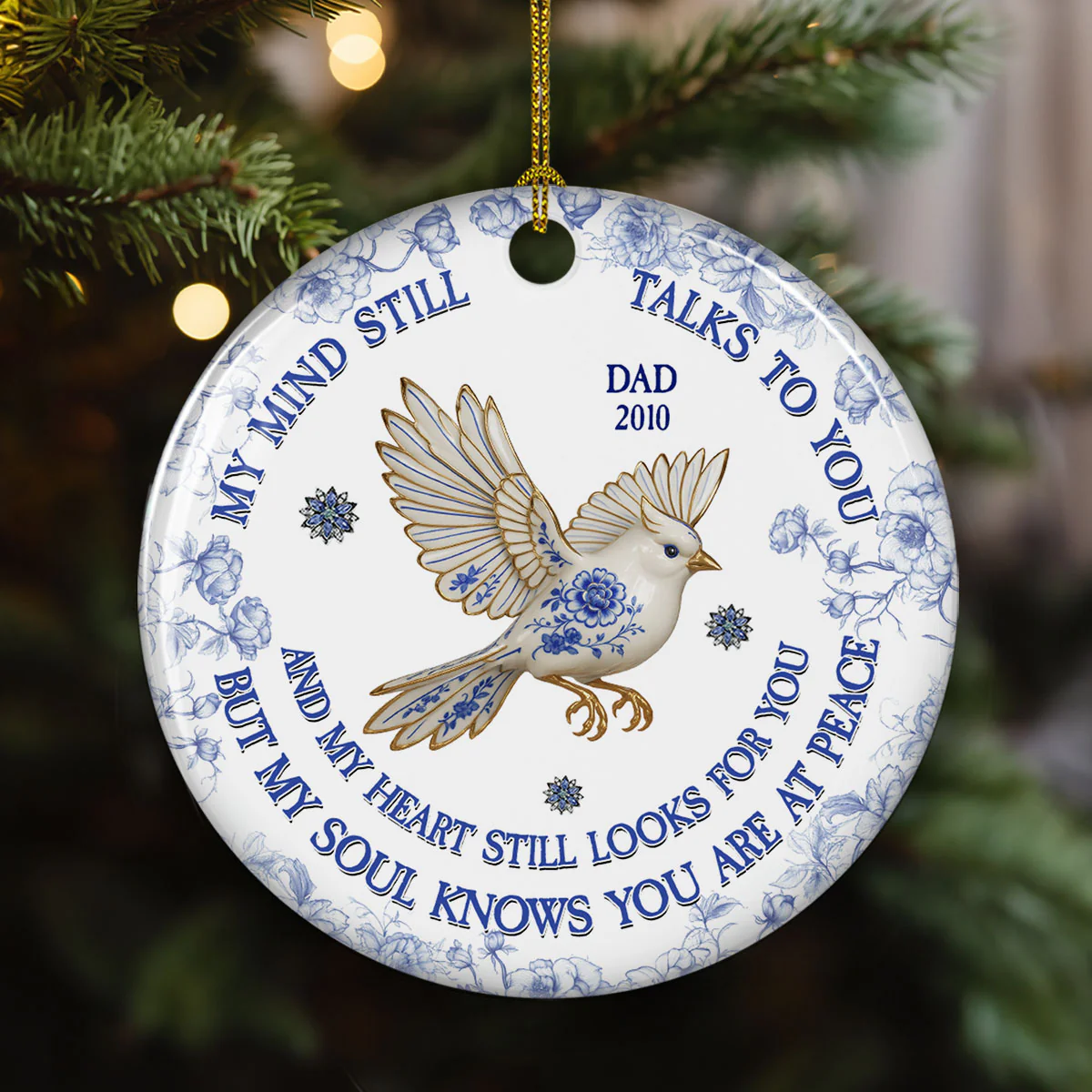 My Mind My Heart My Soul Memorial - Personalized Custom Ceramic Ornament - Image 2