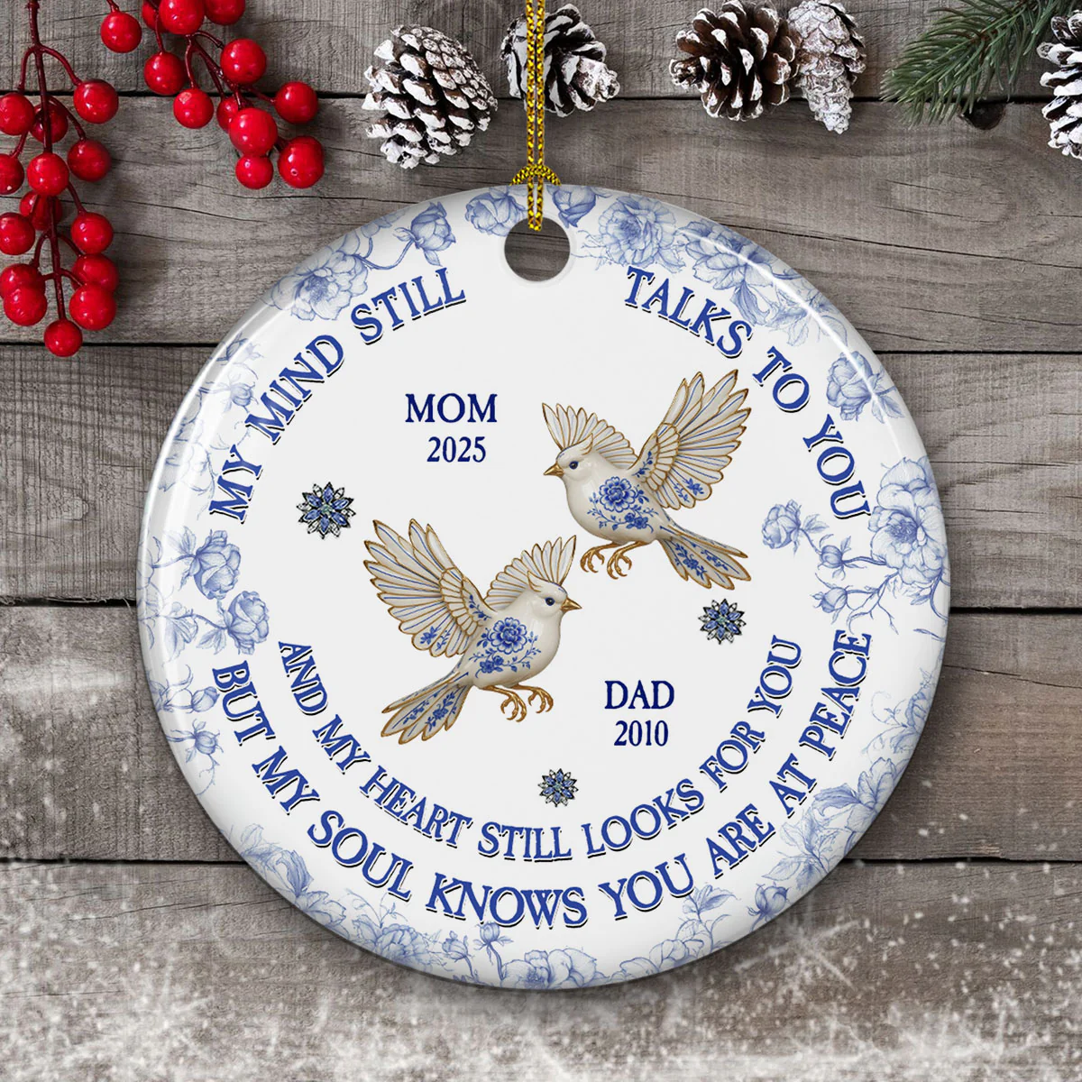 My Mind My Heart My Soul Memorial - Personalized Custom Ceramic Ornament - Image 5