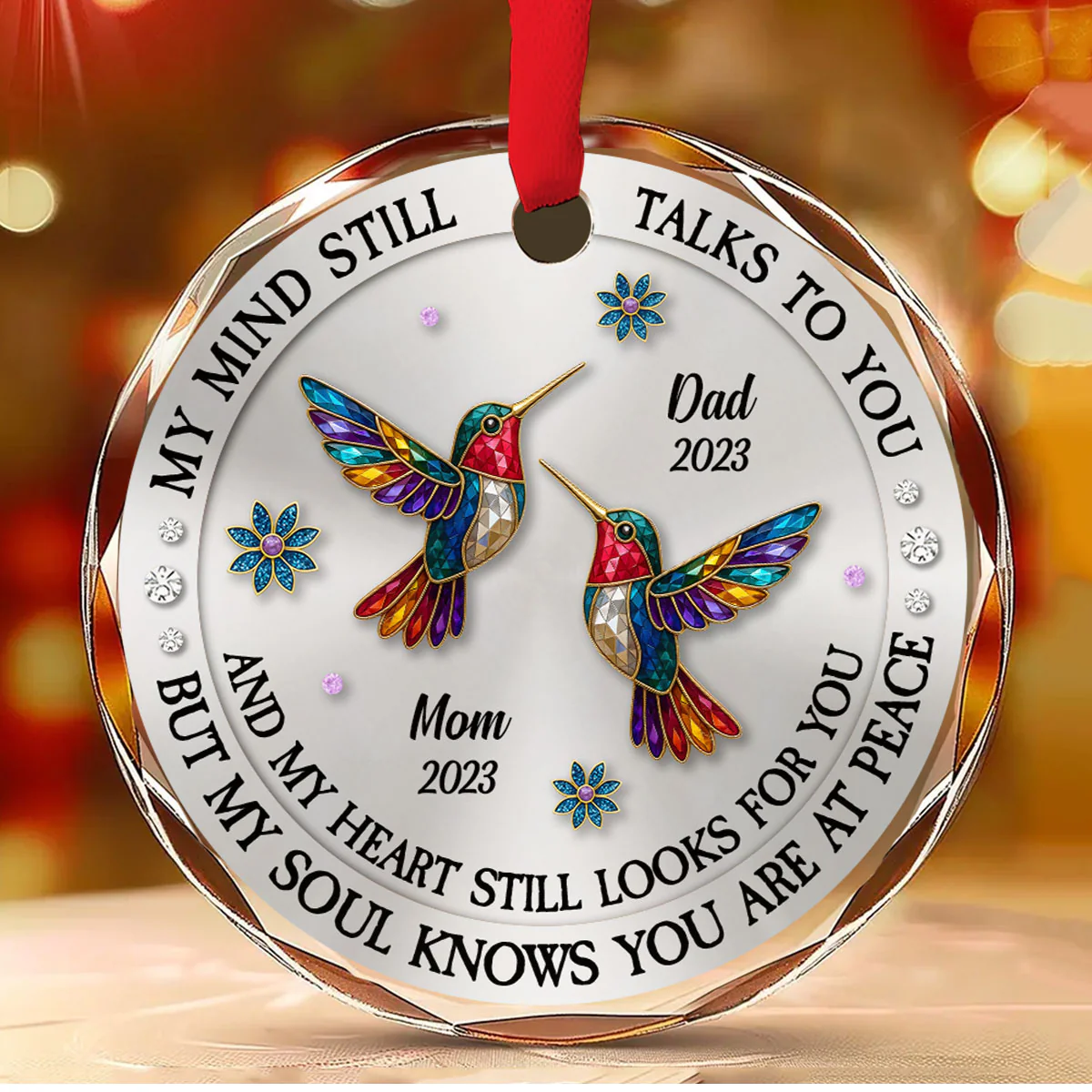 My Mind My Heart My Soul Memorial - Personalized Custom Glass Ornament - Image 2