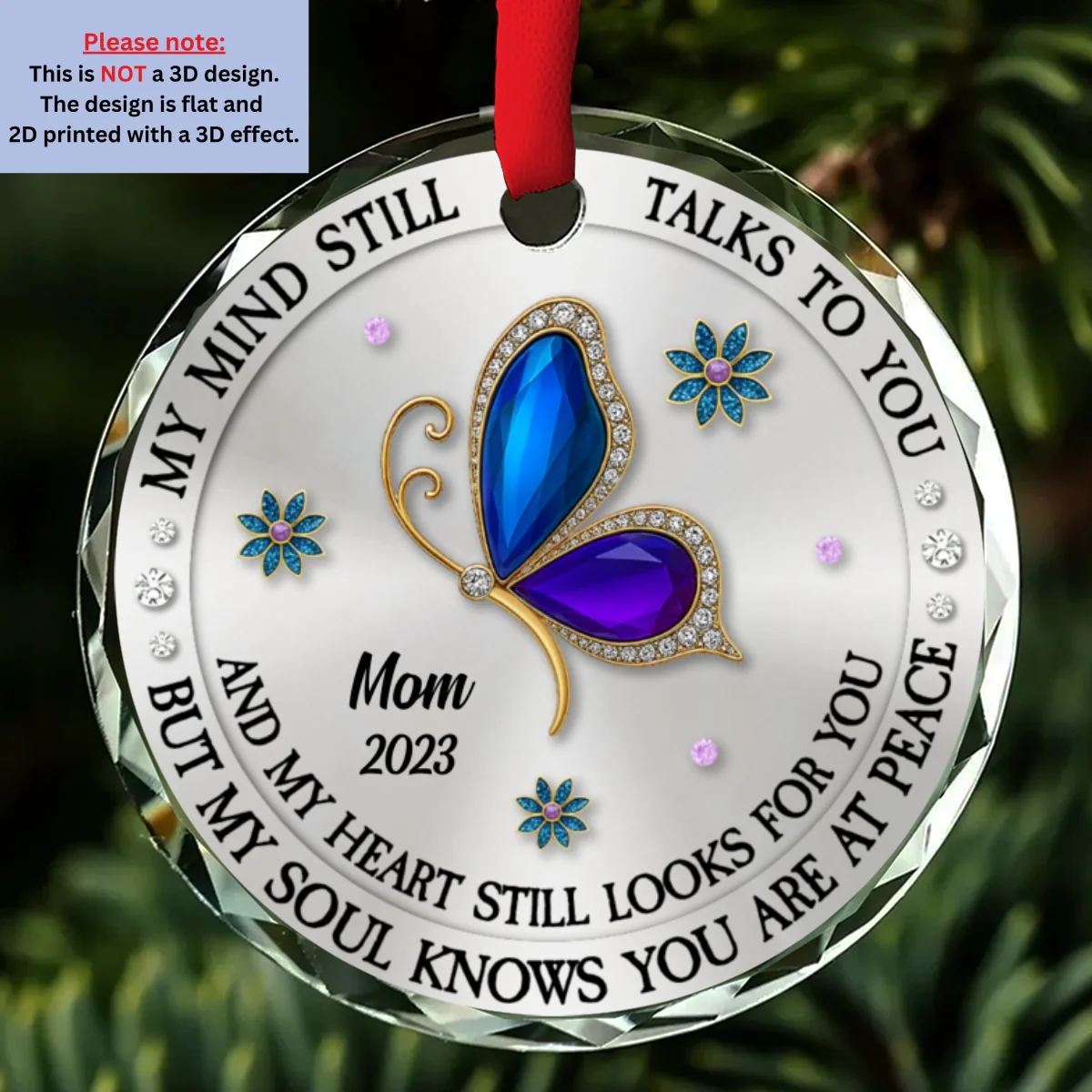 My Mind My Heart My Soul Memorial - Personalized Custom Glass Ornament - Image 6