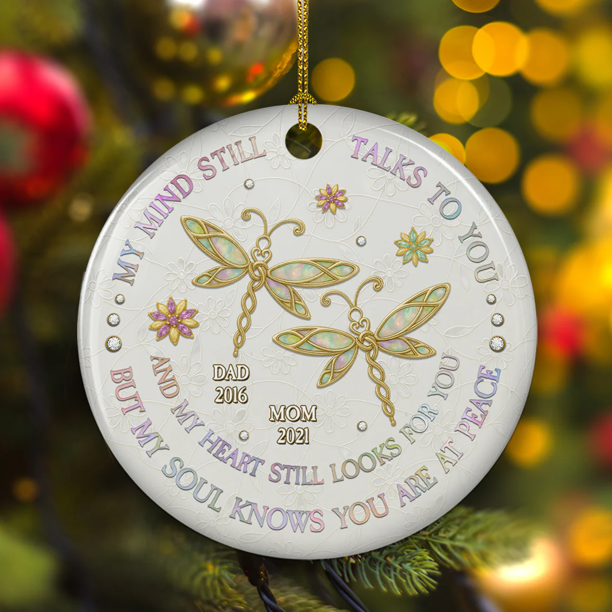 My Mind My Heart My Soul Mother Of Pearl - Personalized Custom Ceramic Ornament - Image 5