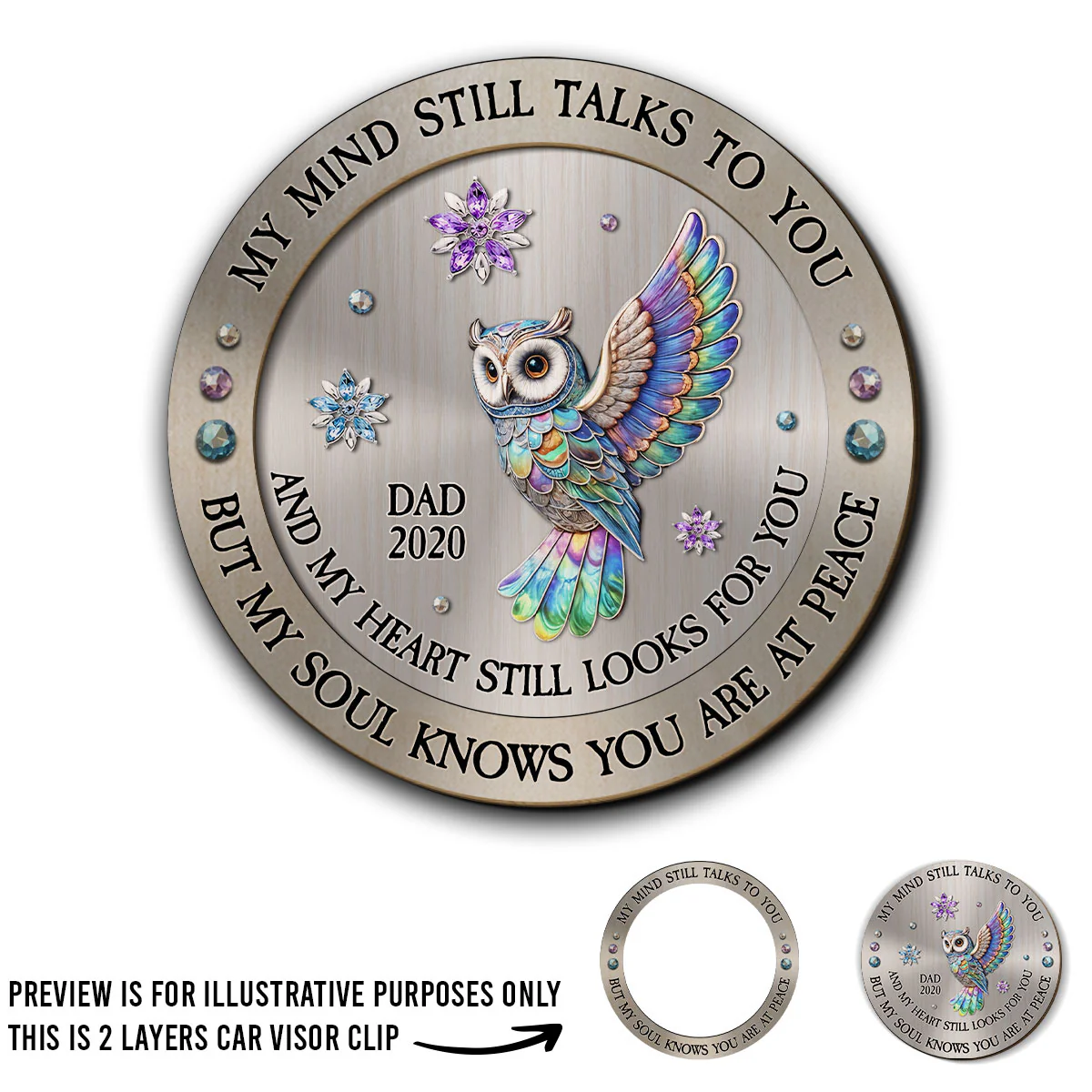 My Mind My Heart My Soul Owl - Personalized Custom Car Visor Clip - Image 4