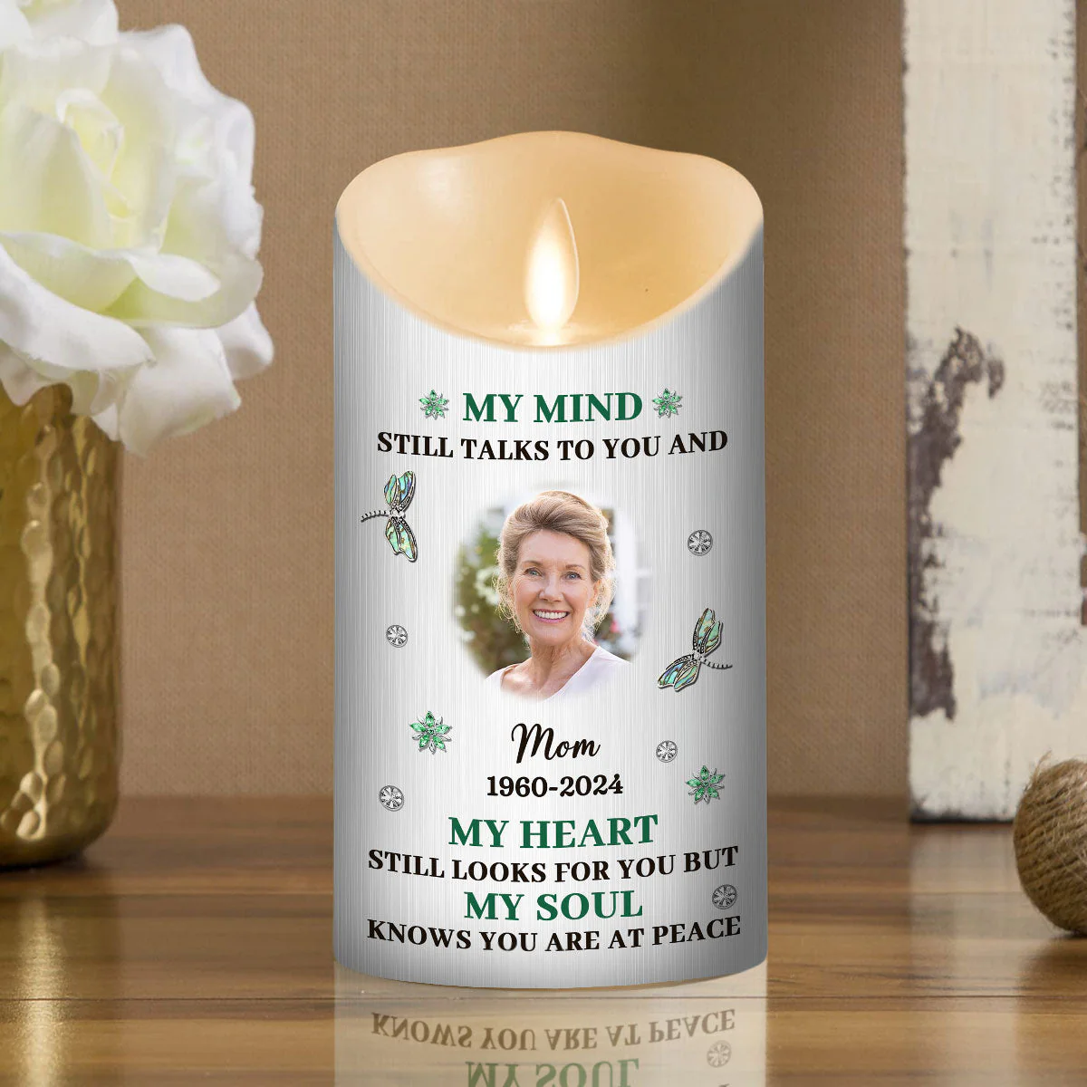 My Mind My Heart My Soul - Personalized Custom LED Candle - Image 3