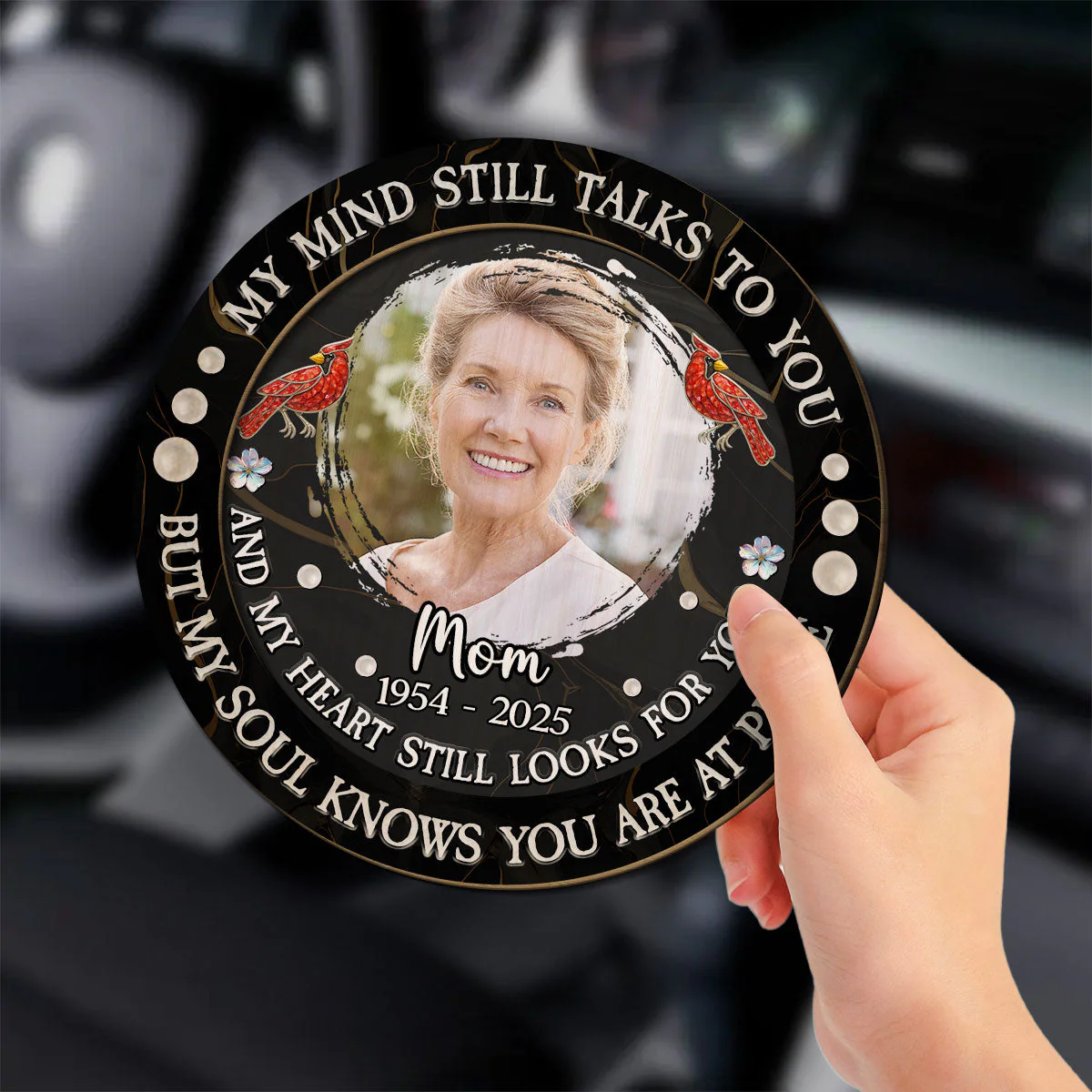My Mind Still Talks To My Love - Personalized Custom Car Visor Clip - Image 2