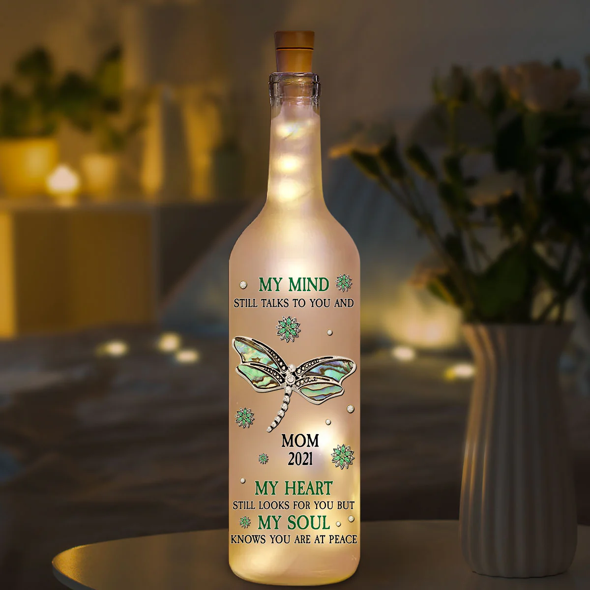 My Mind Still Talks To You - Personalized Custom Bottle Lamp - Image 5