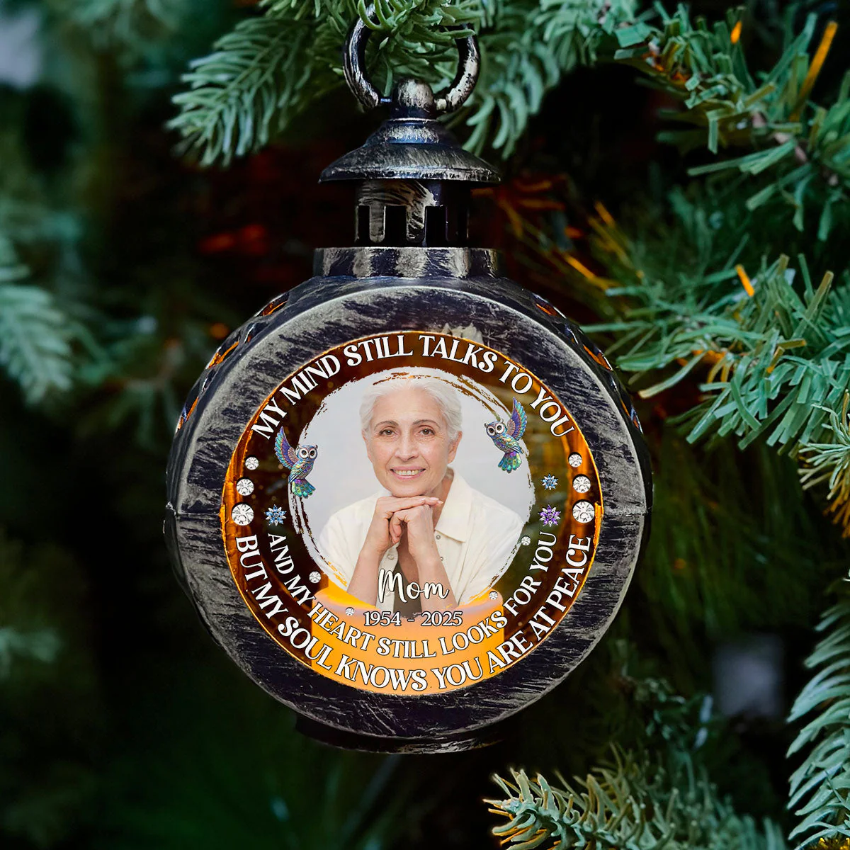 My Mind Still Talks To You - Personalized Custom Christmas Lantern - Image 2