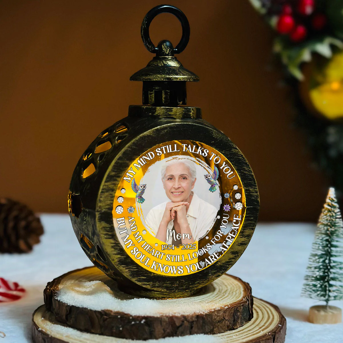 My Mind Still Talks To You - Personalized Custom Christmas Lantern - Image 5