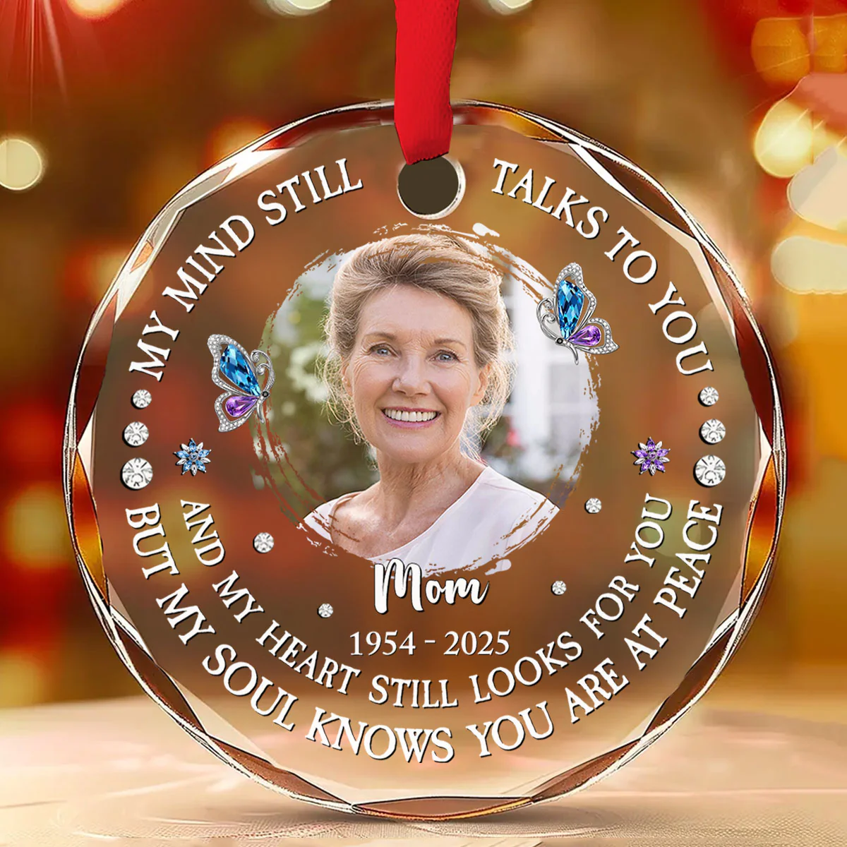 My Mind Still Talks To You - Personalized Custom Glass Ornament - Image 2