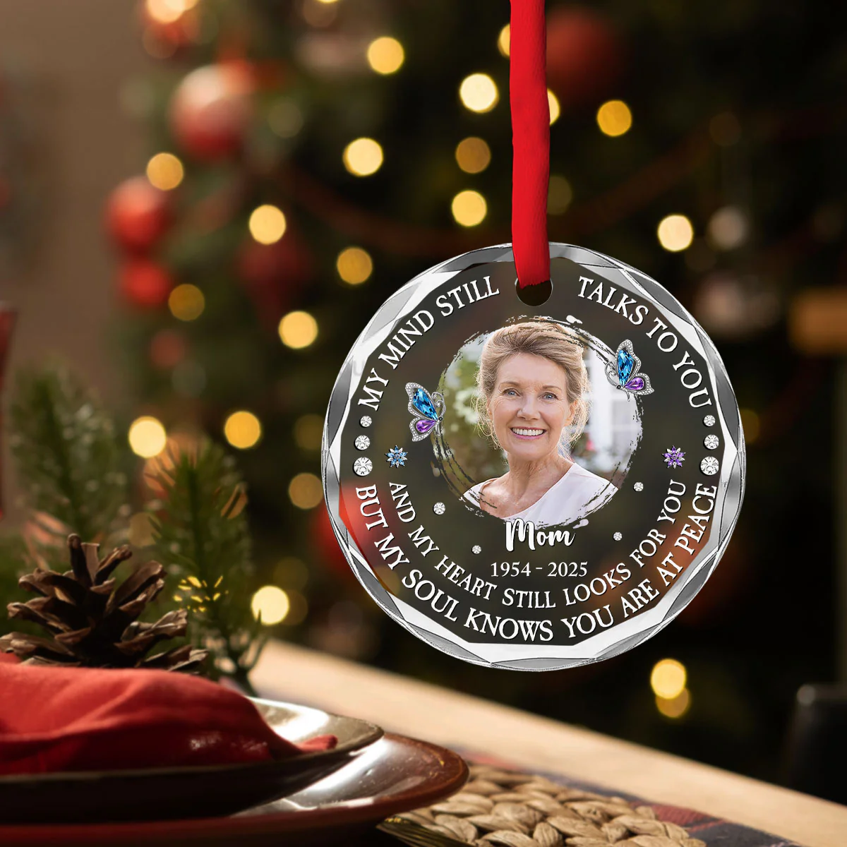 My Mind Still Talks To You - Personalized Custom Glass Ornament - Image 4