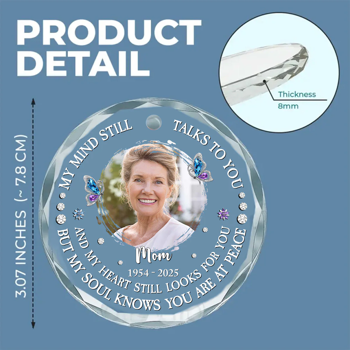 My Mind Still Talks To You - Personalized Custom Glass Ornament - Image 5