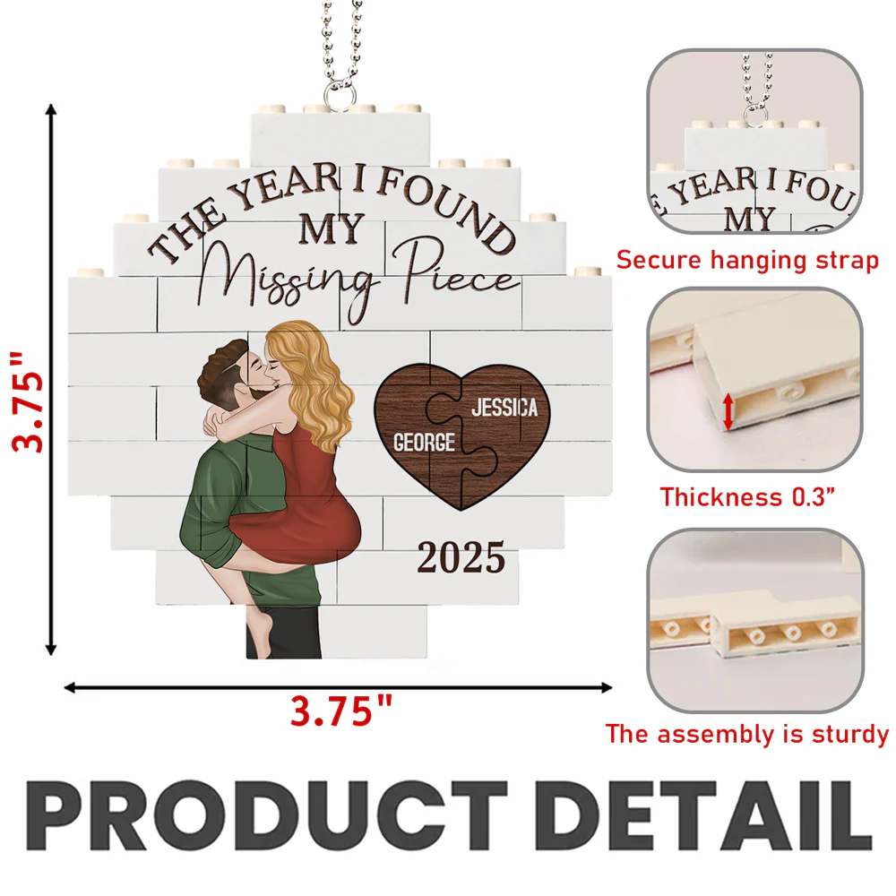 My Missing Piece - Personalized Custom Puzzle Car Ornament - Image 5