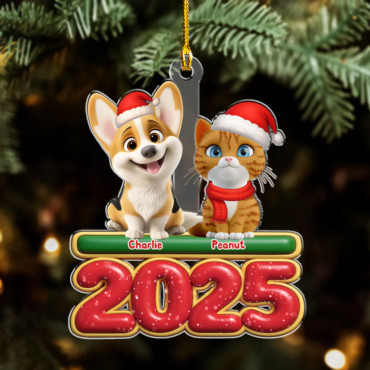 My Pet Is Here - Personalized Custom Acrylic Ornament - Image 2