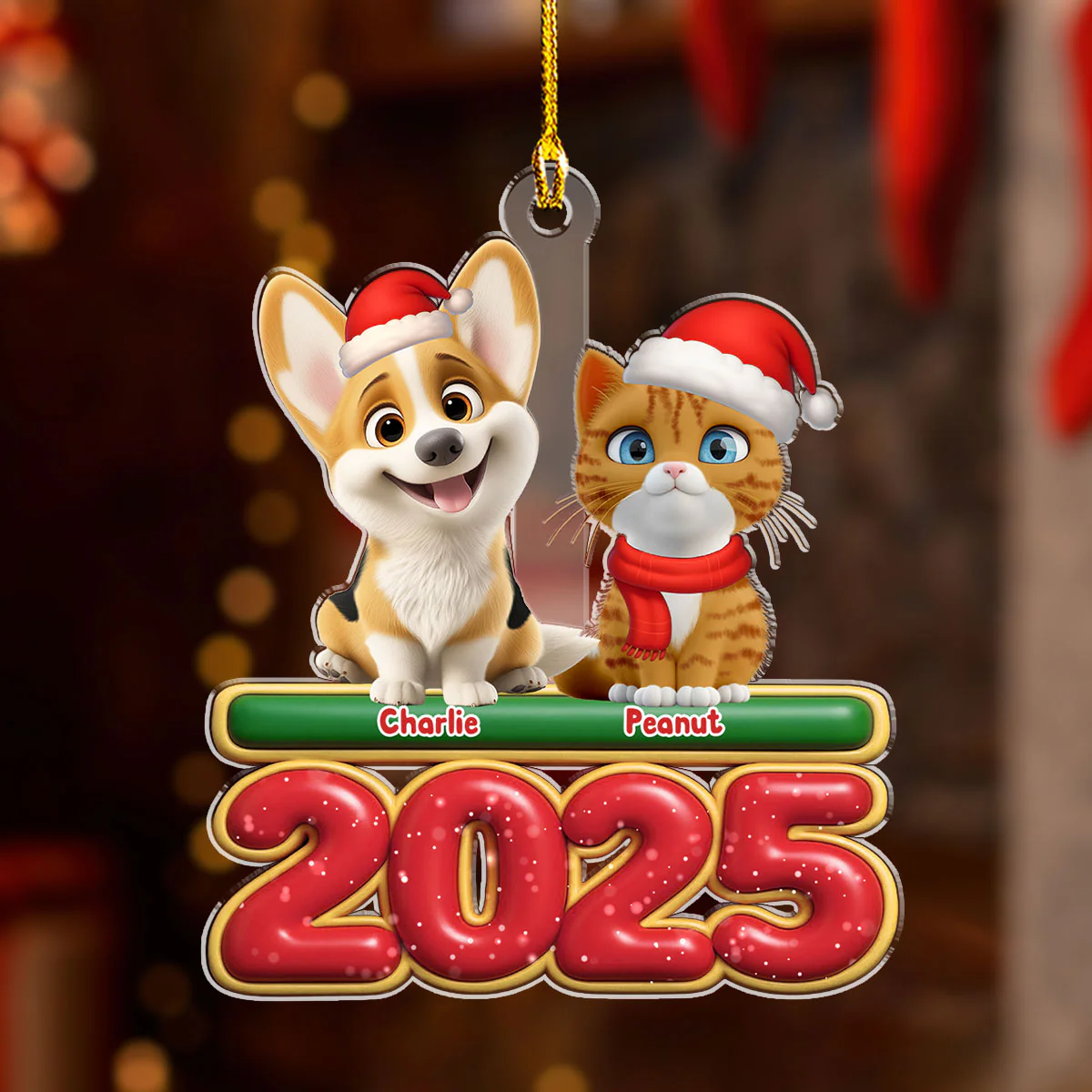 My Pet Is Here - Personalized Custom Acrylic Ornament - Image 4