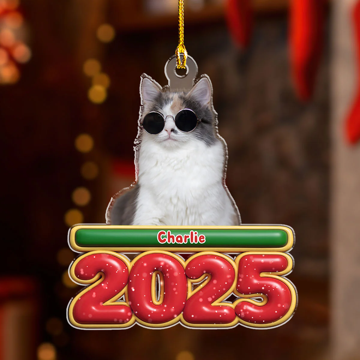 My Pet Is Here Photo - Personalized Custom Acrylic Ornament - Image 2