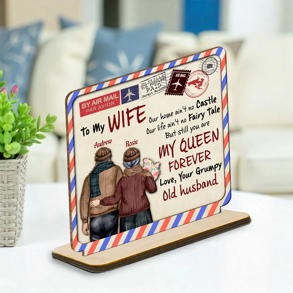 My Queen - Personalized Custom 2-Layer Wood Plaque With Flat Base - Image 3