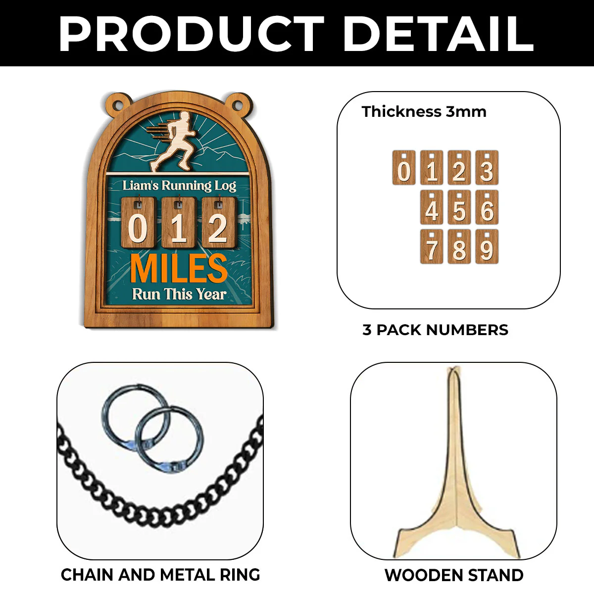 My Running Log - Personalized Custom Tracker Sign - Image 3