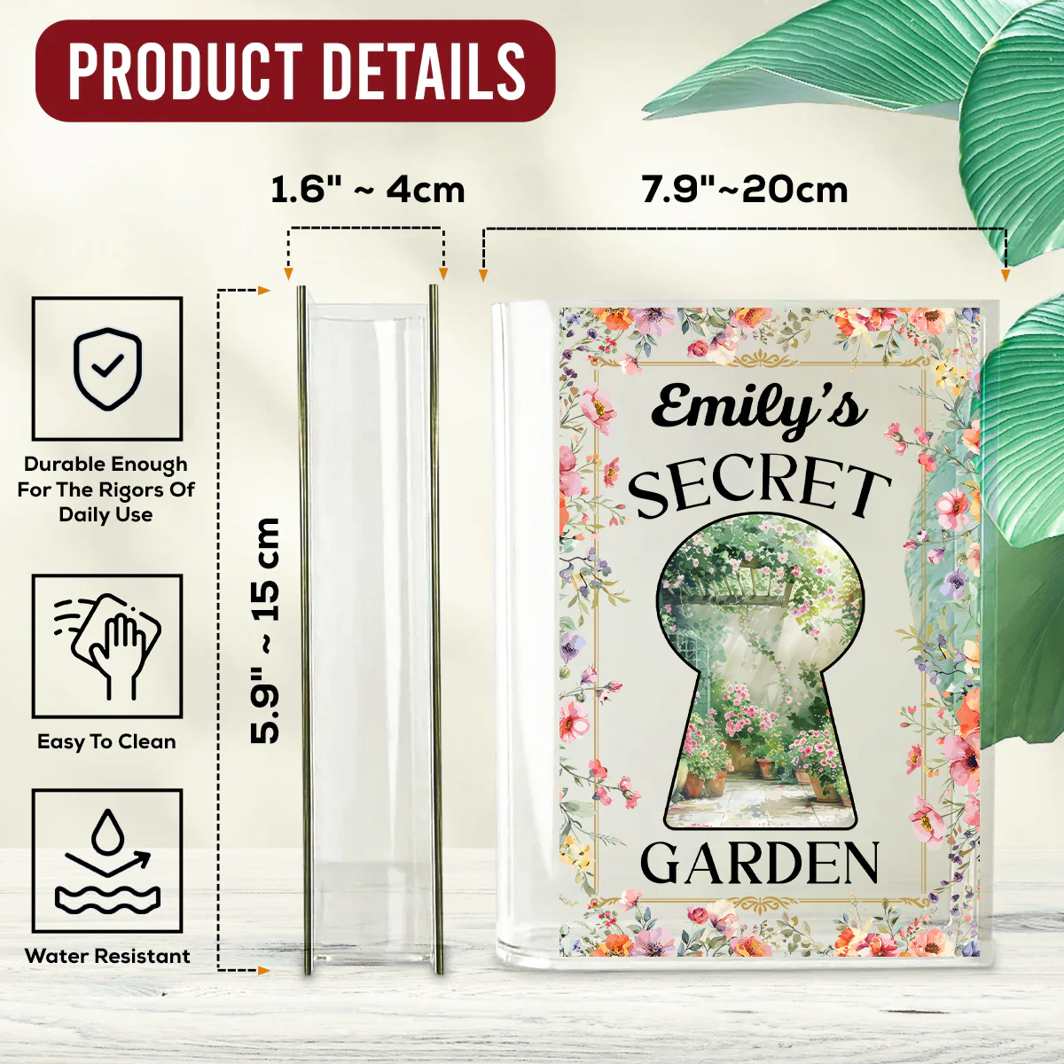 My Secret Garden - Personalized Custom Acrylic Book Vase - Image 5