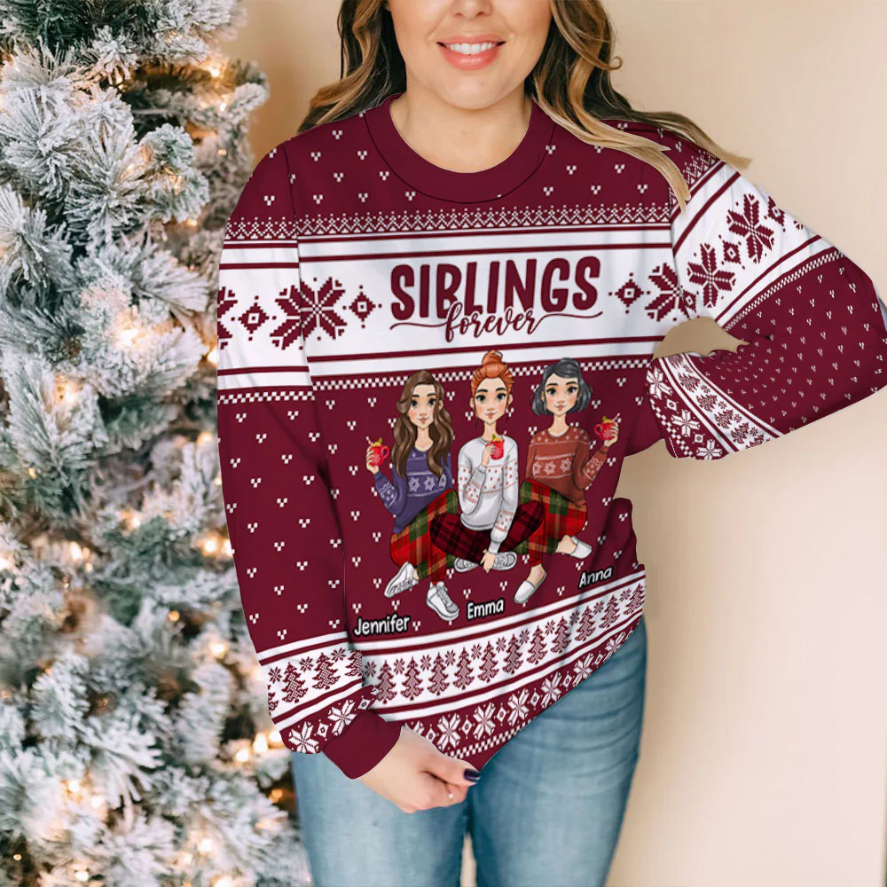My Siblings Are My Best Friends - Personalized Custom All-over-print Sweatshirt - Image 4