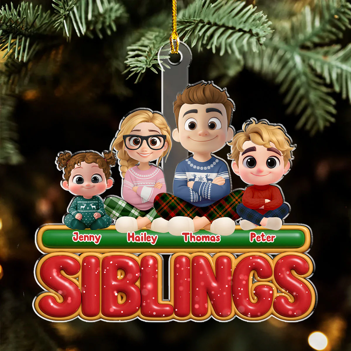 My Siblings Is Here - Personalized Custom Acrylic Ornament - Image 2