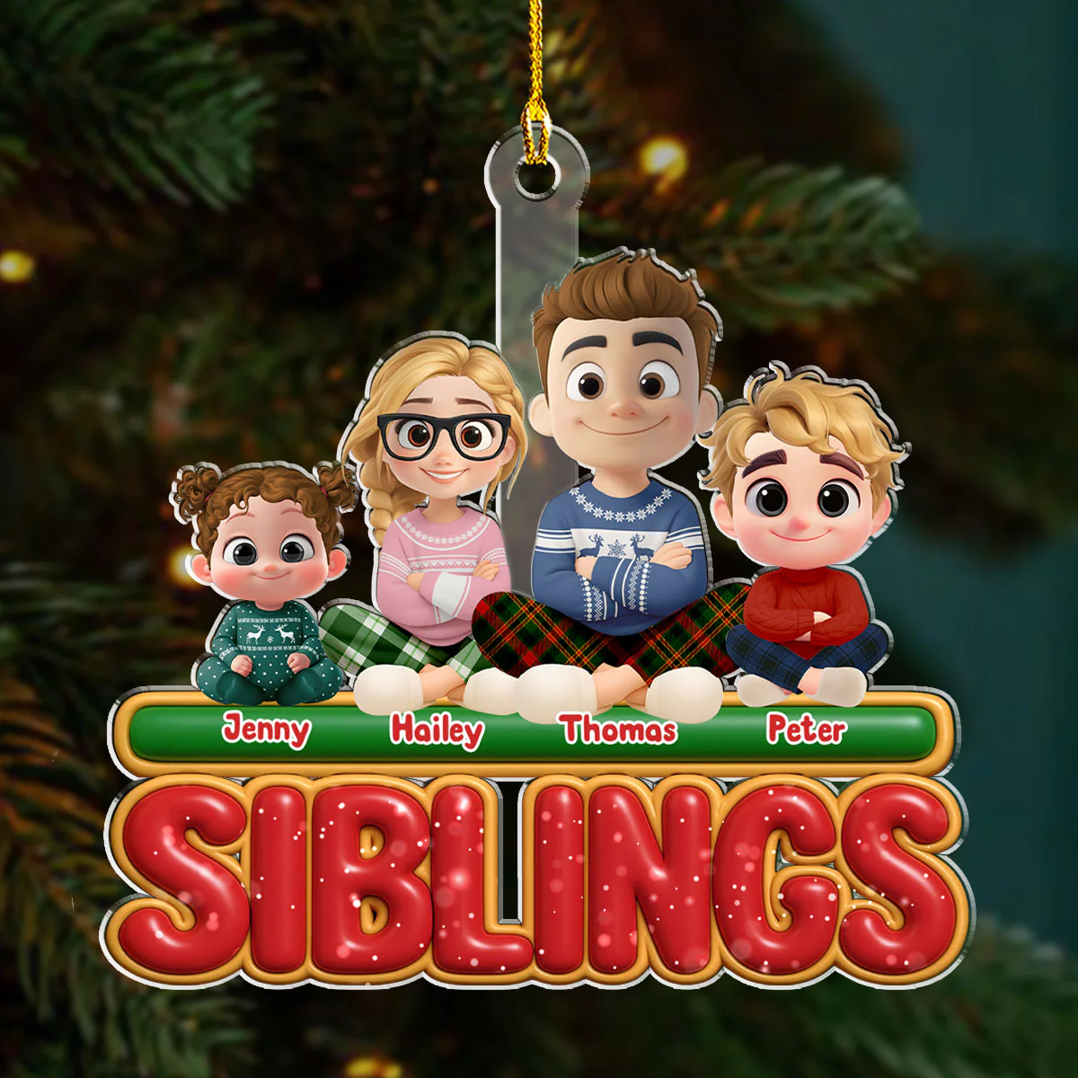My Siblings Is Here - Personalized Custom Acrylic Ornament - Image 5