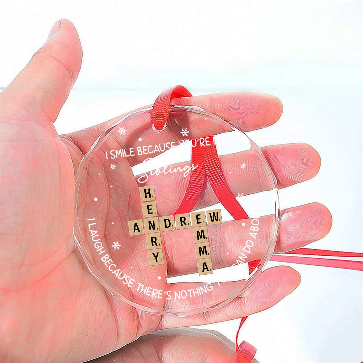My Siblings - Personalized Custom Glass Ornament - Image 4