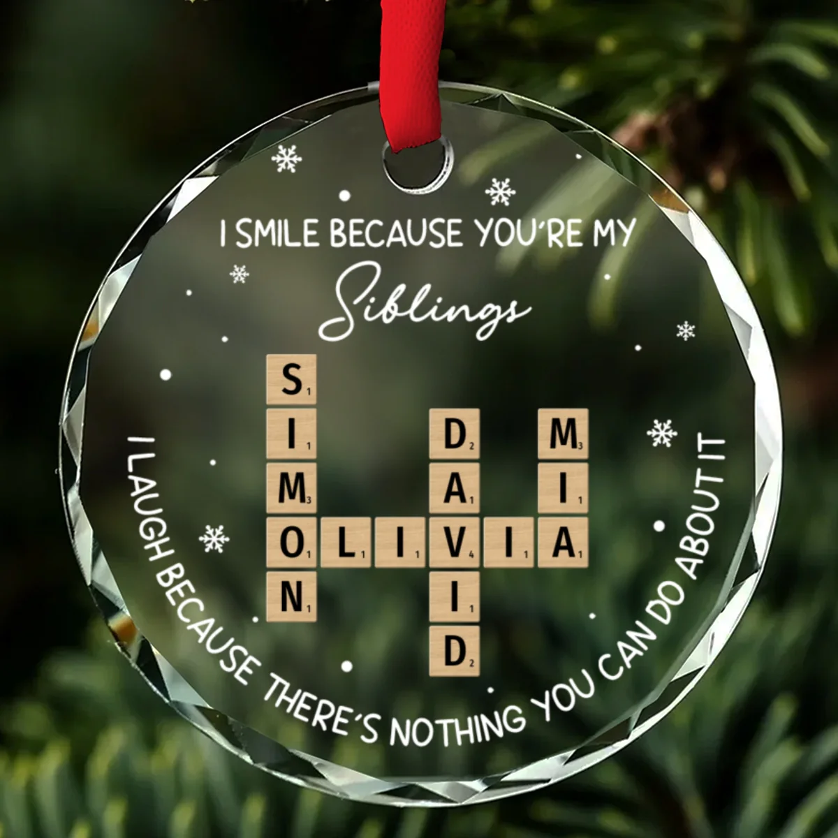 My Siblings - Personalized Custom Glass Ornament - Image 6