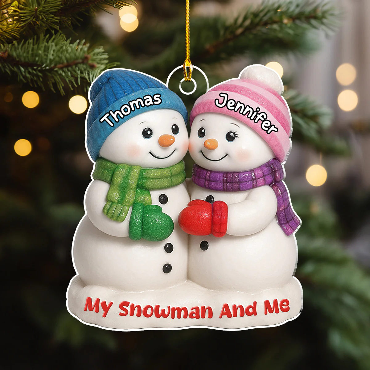 My Snowman - Personalized Custom 3D Effect Acrylic Ornament - Image 4