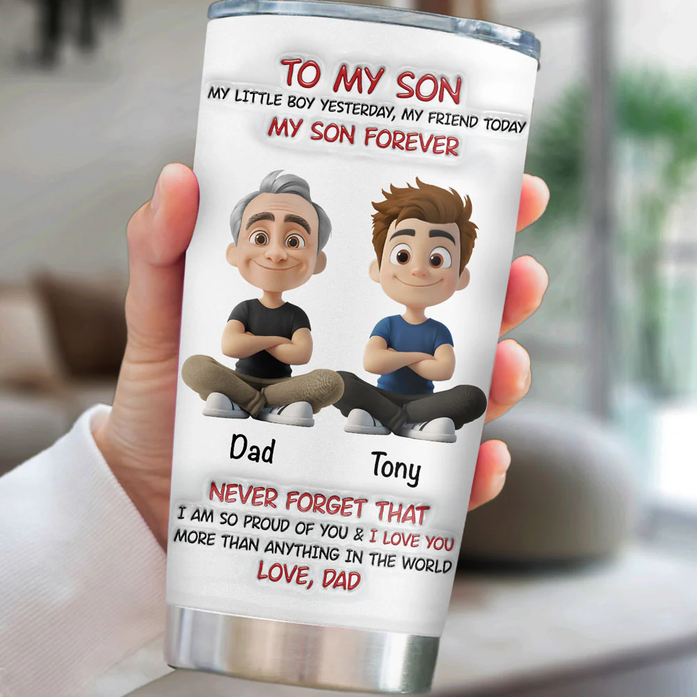 My Son Forever - Personalized Custom 3D Inflated Effect Tumbler - Image 2