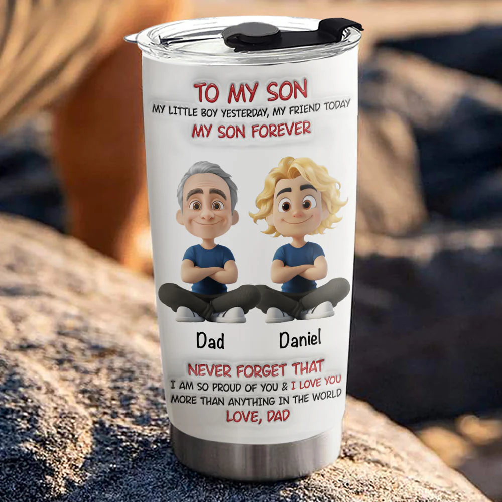 My Son Forever - Personalized Custom 3D Inflated Effect Tumbler - Image 4