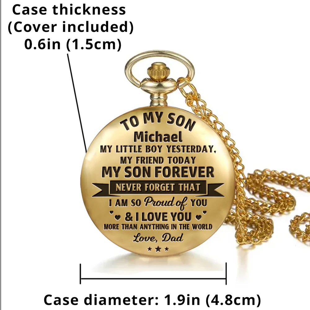 My Son Forever Version 2 - Personalized Custom Pocket Watch - Image 5