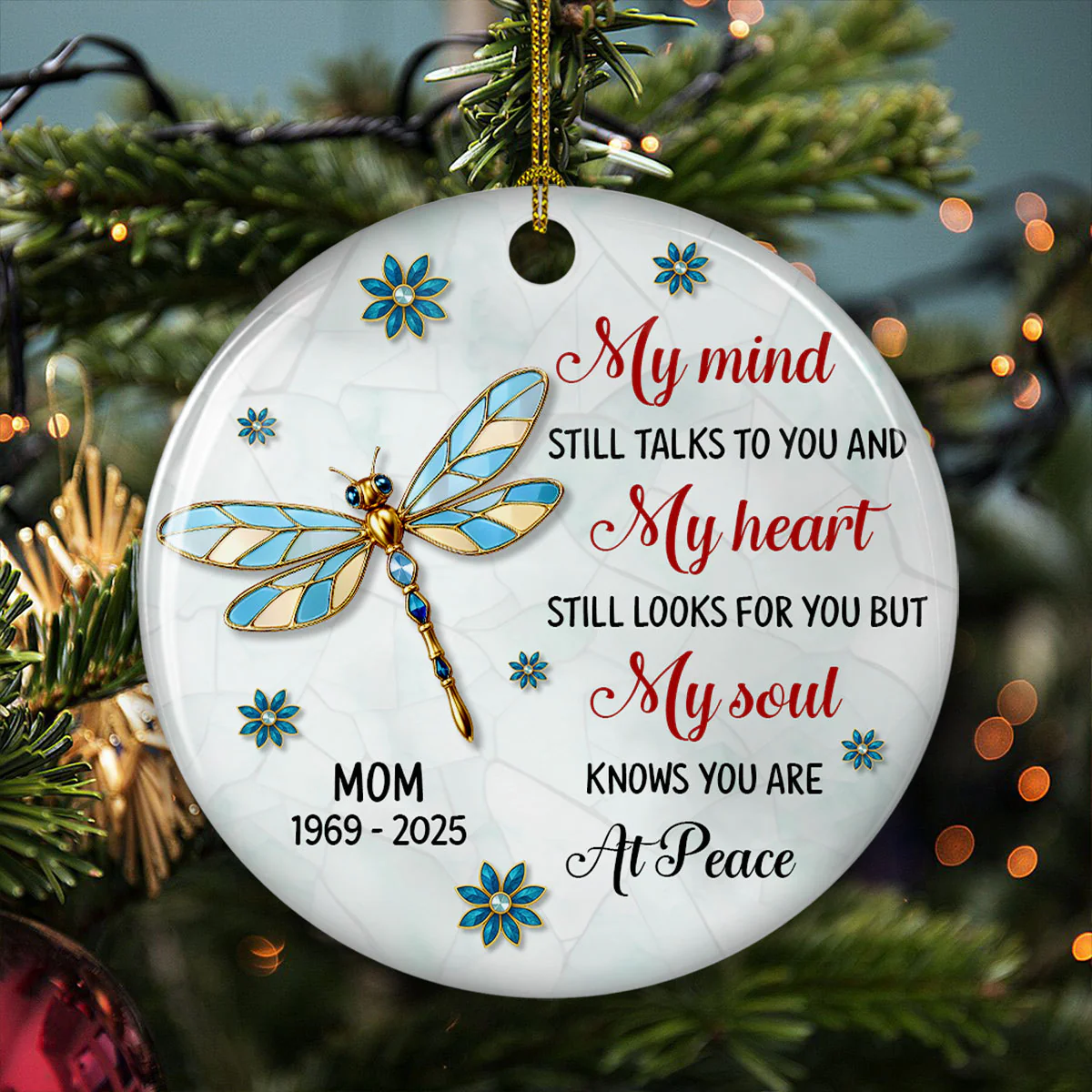 My Soul Knows You Are At Peace - Personalized Custom 3D Inflated Effect Ceramic Ornament - Image 4