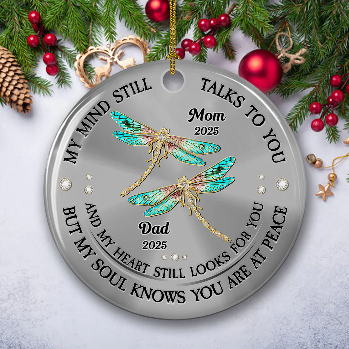 My Soul Knows You Are At Peace - Personalized Custom Ceramic Ornament - Image 2