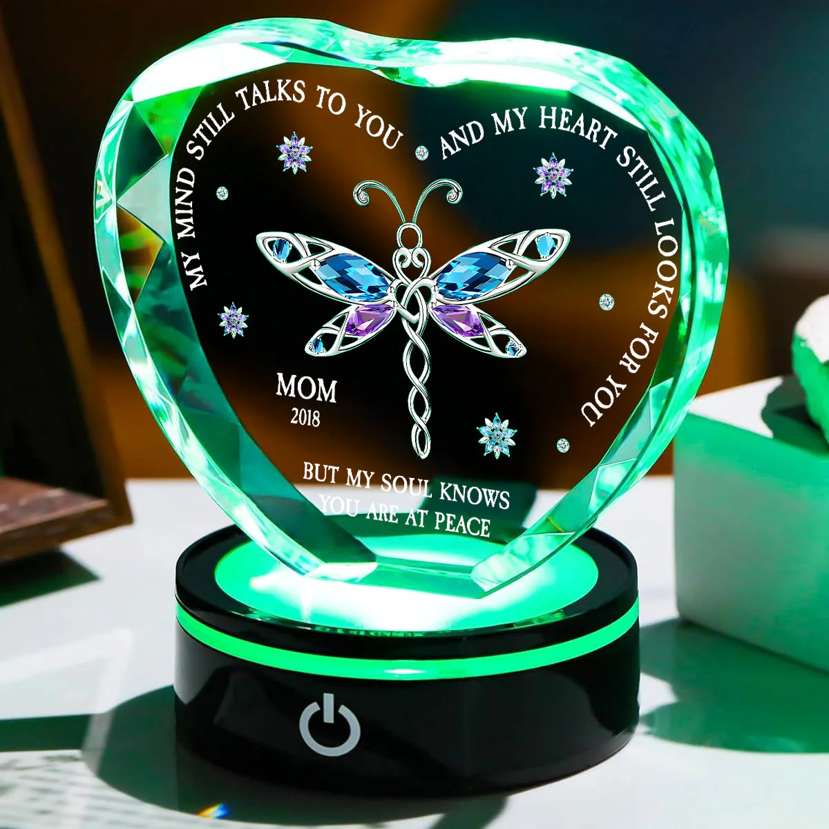 My Soul Knows You Are At Peace - Personalized Custom Crystal Led Light - Image 3