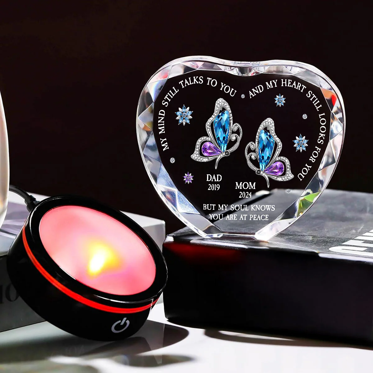 My Soul Knows You Are At Peace - Personalized Custom Crystal Led Light - Image 5