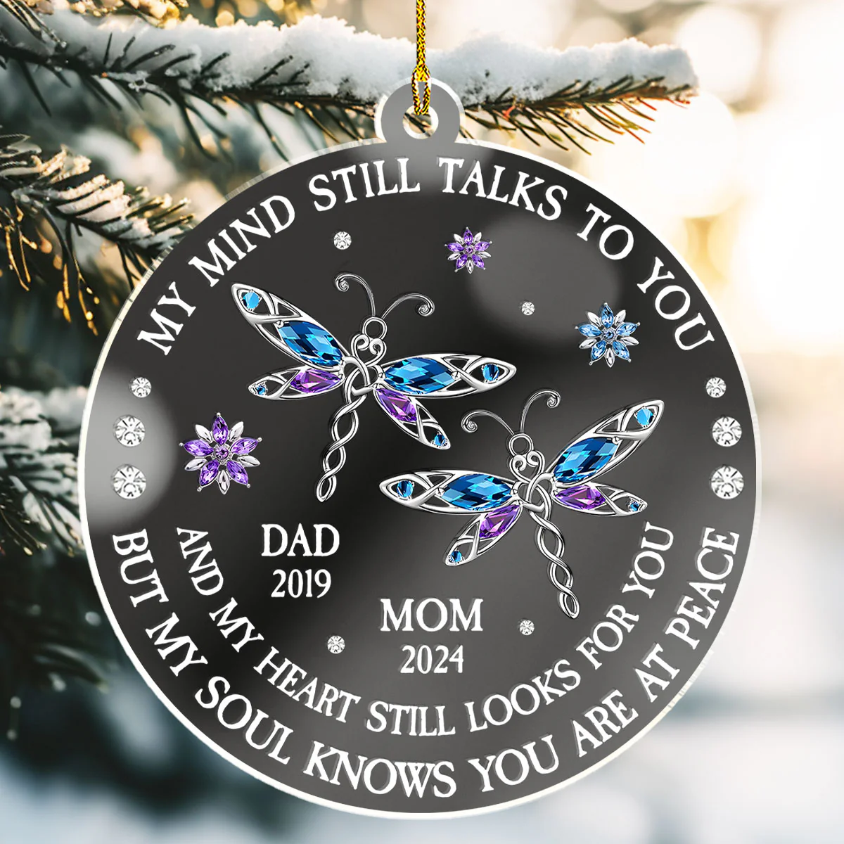 My Soul Knows You Are At Peace - Personalized Custom Mirrored Acrylic Ornament - Image 3