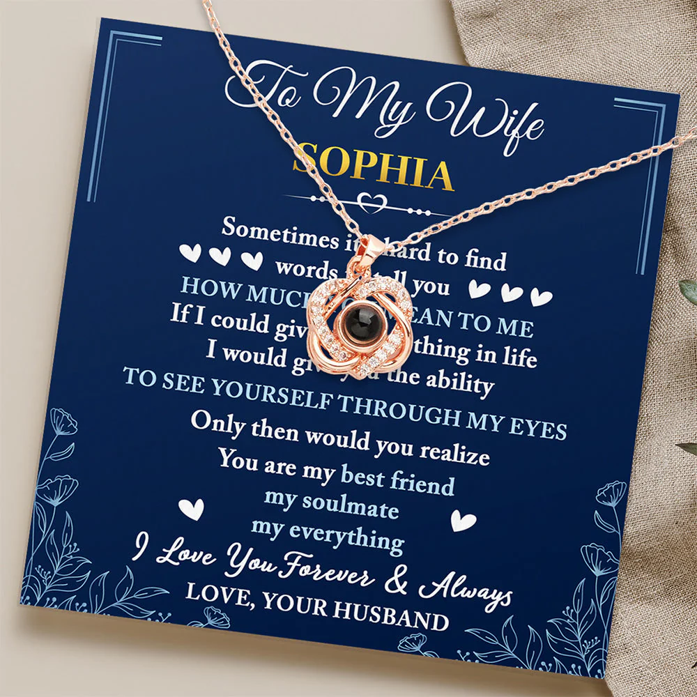 My Soulmate My Everything - Personalized Custom Preserved Rose With Projection Necklace - Image 2