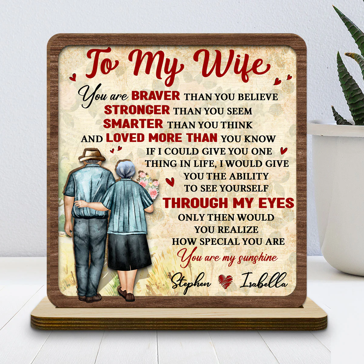 My Sunshine - Personalized Custom 2-Layer Wood Plaque With Flat Base - Image 2