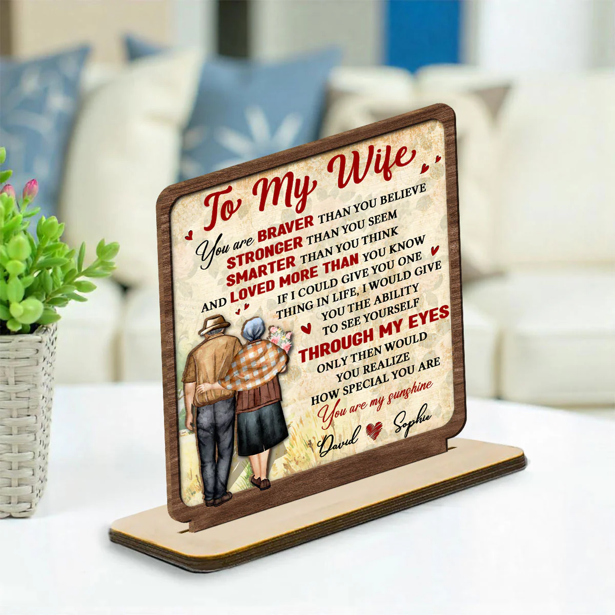 My Sunshine - Personalized Custom 2-Layer Wood Plaque With Flat Base - Image 3