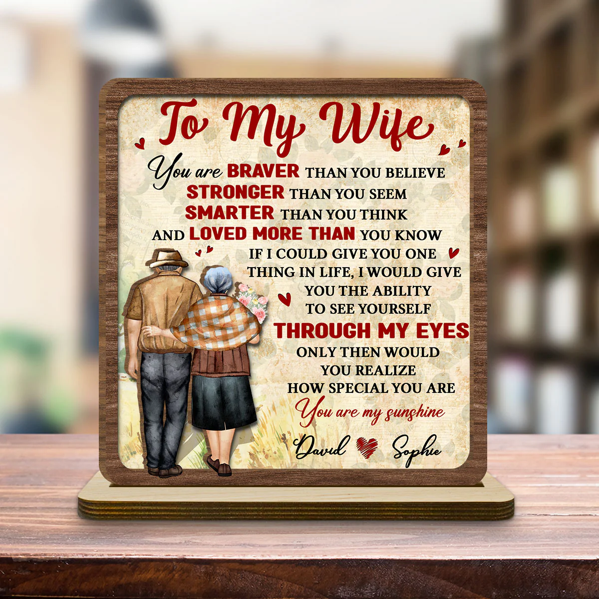 My Sunshine - Personalized Custom 2-Layer Wood Plaque With Flat Base - Image 4