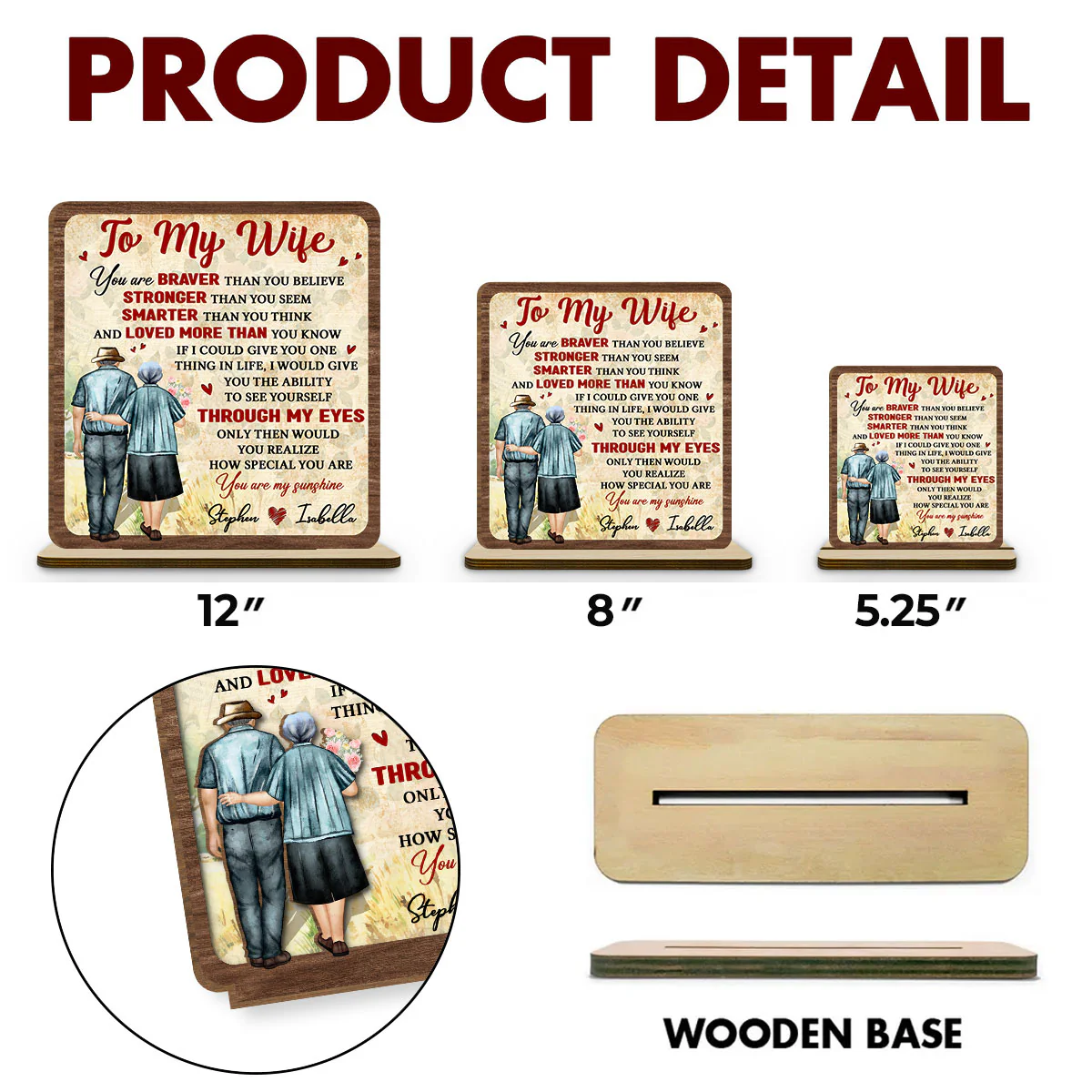 My Sunshine - Personalized Custom 2-Layer Wood Plaque With Flat Base - Image 6