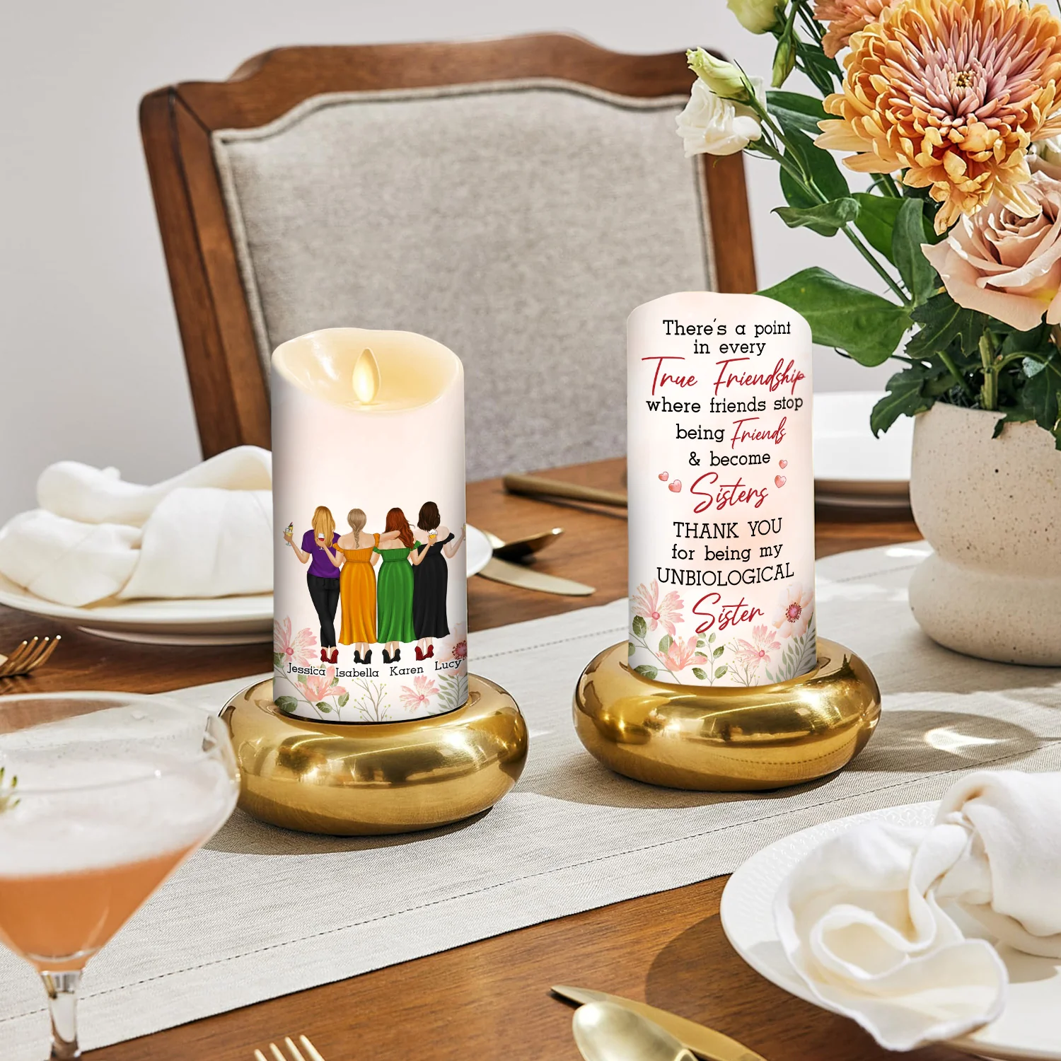 My Unbiological Sister - Personalized Custom LED Candle - Image 3